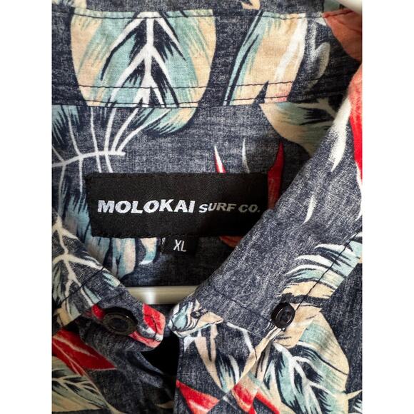 Molokai Surf Co. Men's Button-Up Short-Sleeve Shirt Floral Hawaiian Size XL - Picture 3 of 9